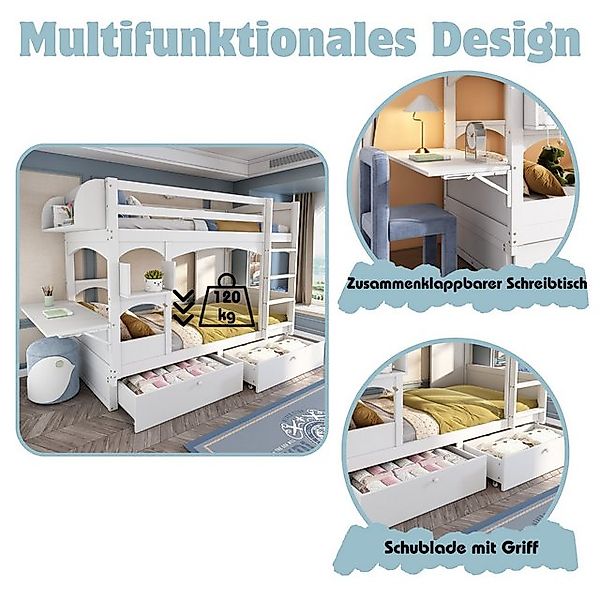 STILVORA Bettgestell 90×200 Jugendbett mit Matratze, Etagenbett mit Tisch & günstig online kaufen