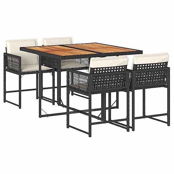 vidaXL 5-Tlg Garten-Essgruppe mit Kissen Schwarz Poly Rattan 3211443 günstig online kaufen
