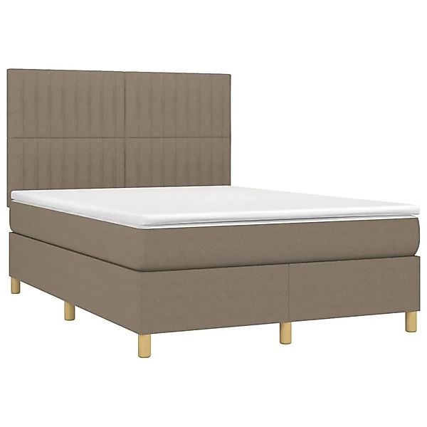 vidaXL Boxspringbett mit Matratze & LED Taupe 140x200 cm Stoff 3135601 günstig online kaufen