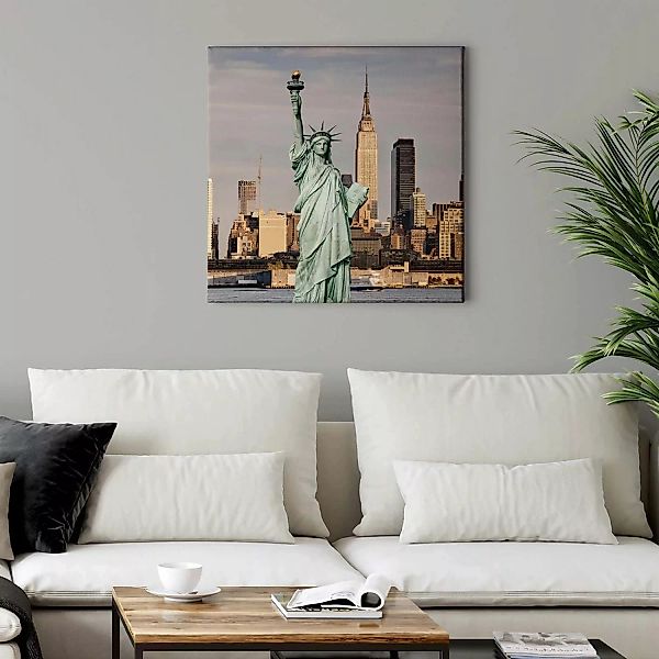 Bricoflor Bild Mit Freiheitsstatue New York Leinwand Bild Mit Skyline Moder günstig online kaufen