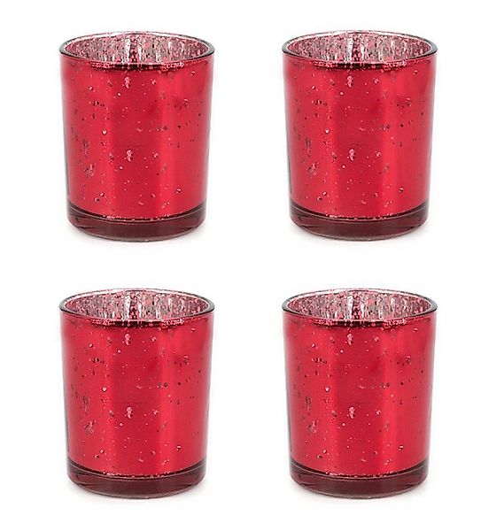 Creativery Teelichthalter, Teelichthalter Glas 6x7,2cm rot 4er Set günstig online kaufen