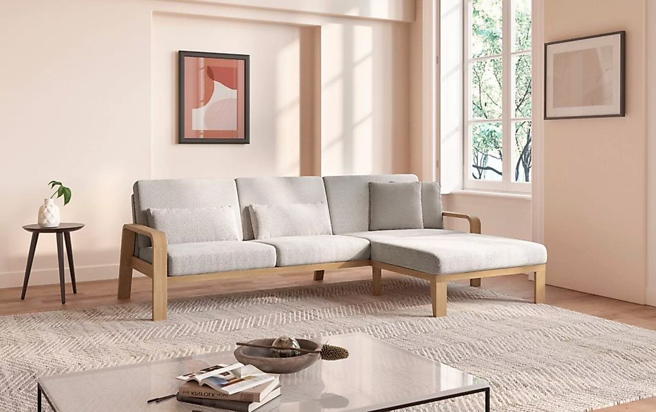 sit&more Ecksofa »Kolding L-Form«, Armlehnen aus Buchenholz in natur, versc günstig online kaufen