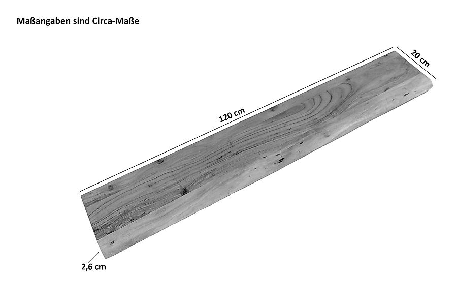 SAM® Wandregal Amara, massives Akazienholz, Baumkante, günstig online kaufen