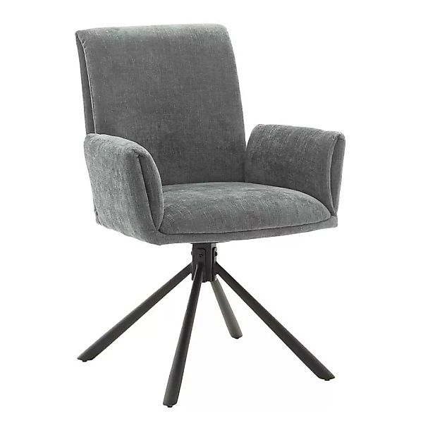 Esstisch Stühle in Grau Chenillegewebe Armlehnen (2er Set) günstig online kaufen
