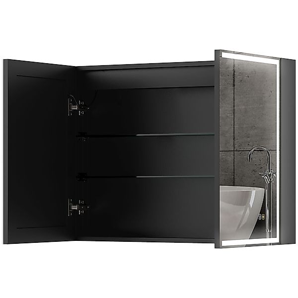 HOMCOM Badezimmerschrank mit Spiegel und LED, 60 x 80 cm, Badezimmerschrank günstig online kaufen