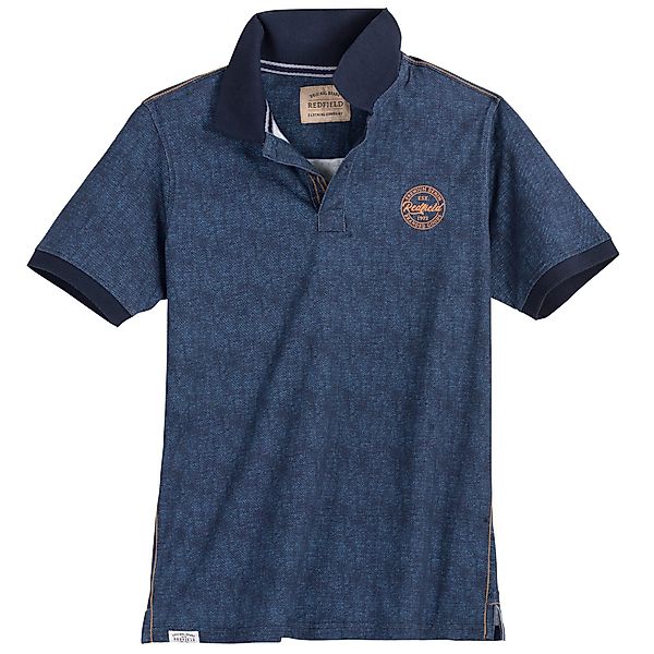 redfield Poloshirt Redfield Übergrößen Poloshirt Denim-Alloverprint günstig online kaufen