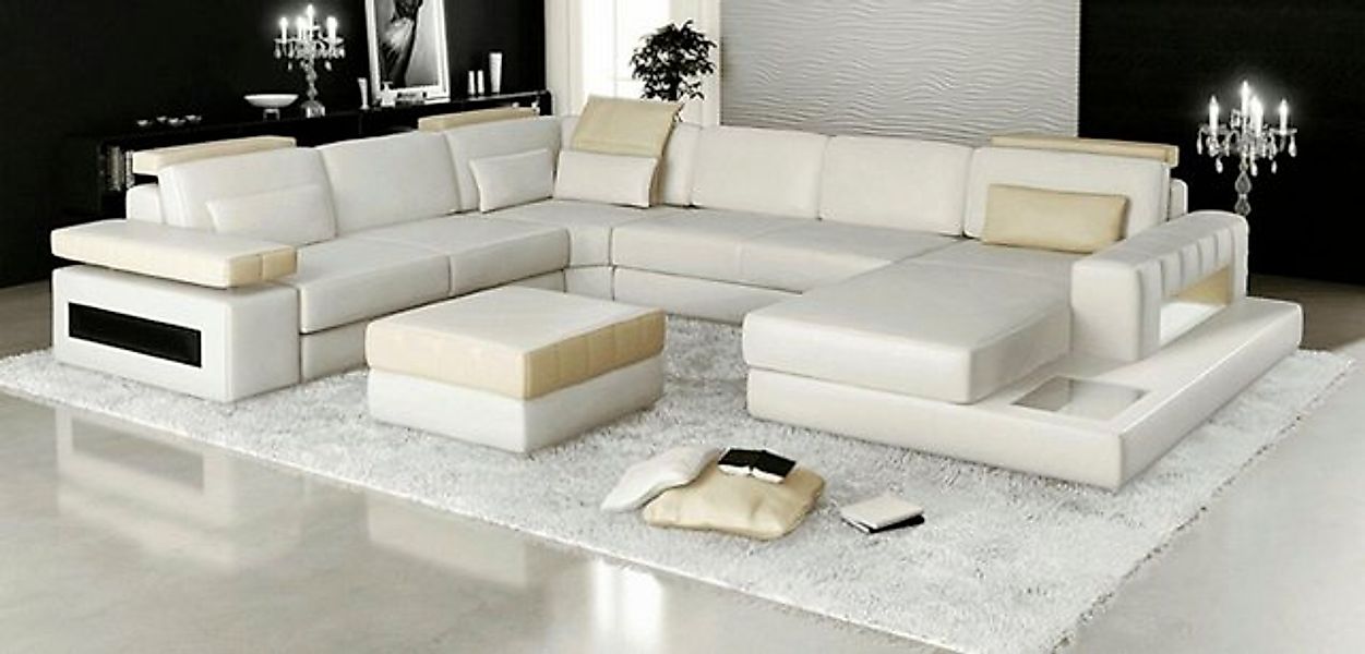 JVmoebel Ecksofa Big U Form Ecksofa Sofa Couch Polster Leder Textil Stoff, günstig online kaufen