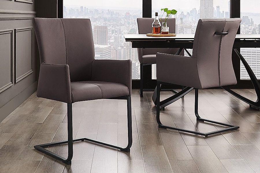 riess-ambiente Esszimmerstuhl SAMSON taupe grau / schwarz · Schwingstuhl mi günstig online kaufen