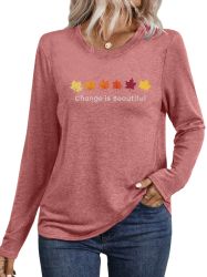 PYLIKE Longsleeve Shirts Damen Herbst Ahornblatt günstig online kaufen