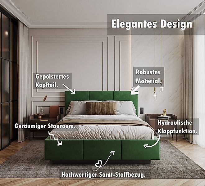 thematys Polsterbett Stauraumbett aus Velours 90x200, günstig online kaufen