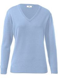 V-Pullover aus 100% Schurwolle Pure Tasmanian Wool Peter Hahn blau günstig online kaufen