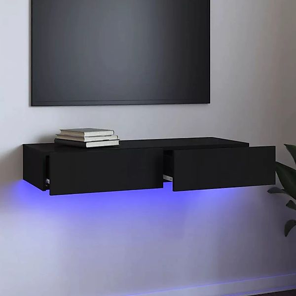 Vidaxl Tv-schrank Mit Led-leuchten Schwarz 90x35x15,5 Cm günstig online kaufen