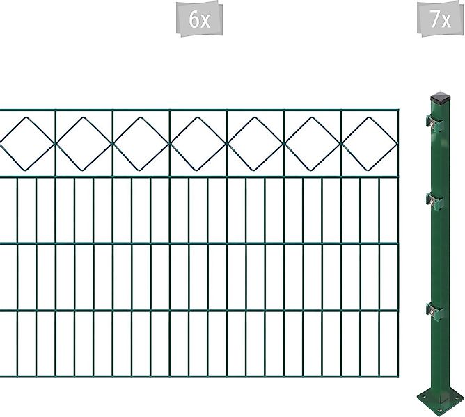 Arvotec Doppelstabmattenzaun »ESSENTIAL 80 zum Aufschrauben "Karo" mit Zier günstig online kaufen
