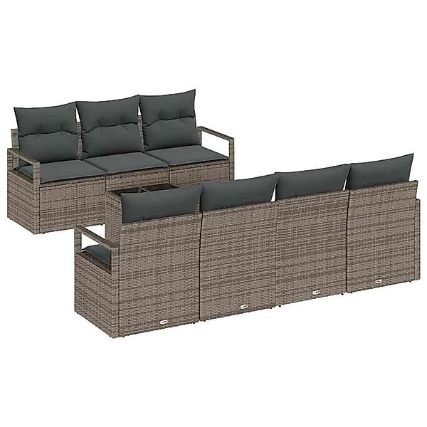 vidaXL Sofa Set mit Kissen 8-Tlg Grau Poly-Rattan 3346289 günstig online kaufen