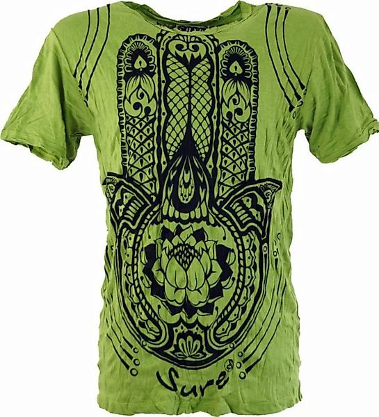 Guru-Shop T-Shirt Sure Herren T-Shirt Fatimas Hand - lemon Goa Style, Festi günstig online kaufen