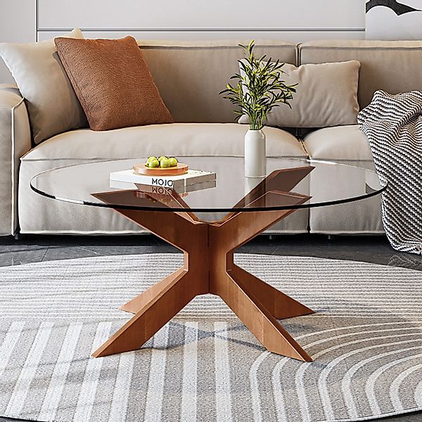 TWSOUL Couchtisch Runder Couchtisch, Glasplatte, Durchmesser günstig online kaufen