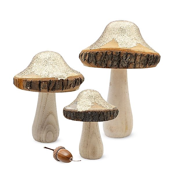 Spetebo Dekofigur Deko Pilze mit Gold günstig online kaufen