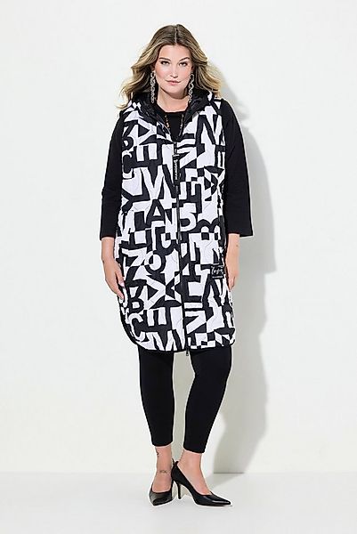 MIAMODA Steppweste Long-Steppweste A-Linie Wording-Muster Kapuze günstig online kaufen