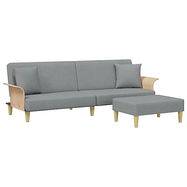 vidaXL Schlafsofa 2-Sitzer mit Kissen und Fußhocker Hellgrau Samt 3216215 günstig online kaufen
