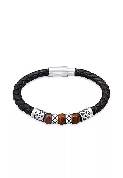 Kuzzoi Armband "Herren Leder Bead Magnet-Verschluß 925er Silber" günstig online kaufen