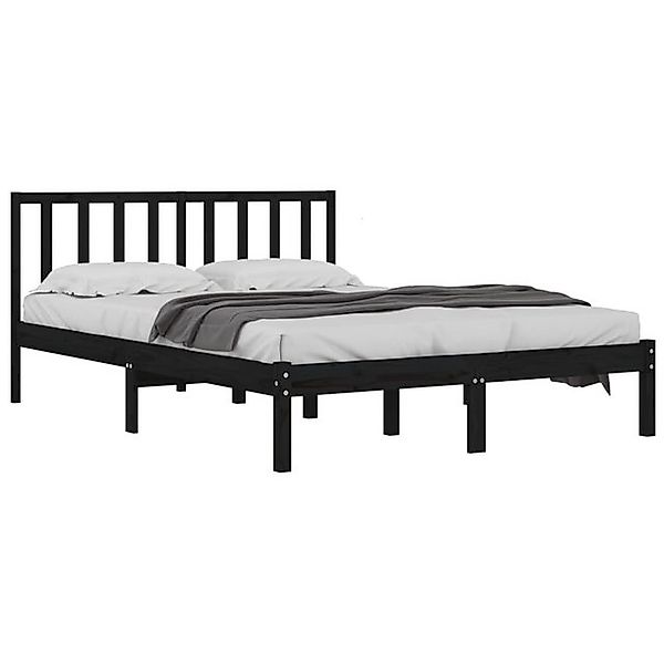 vidaXL Bett Massivholzbett Schwarz Kiefer 120x190 cm günstig online kaufen