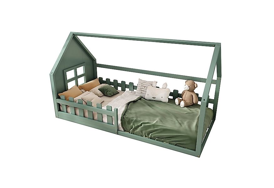Flieks Massivholzbett, Kinderbett Hausbett Einzelbett 90x200cm mit Lattenro günstig online kaufen