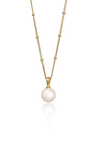 Elli Perlenkette Kugelkette Muschelkernperle 925 Silber vergoldet günstig online kaufen
