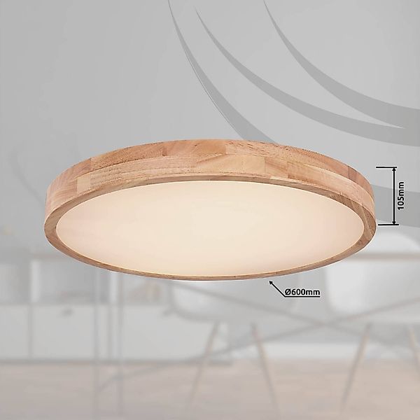 LED-Deckenlampe Rainer, Ø 60 cm, Holzoptik, Metall, CCT günstig online kaufen