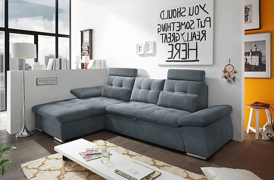 ED EXCITING DESIGN Ecksofa "Nalo L-Form", mit Bettfunktion, Armteilverstell günstig online kaufen