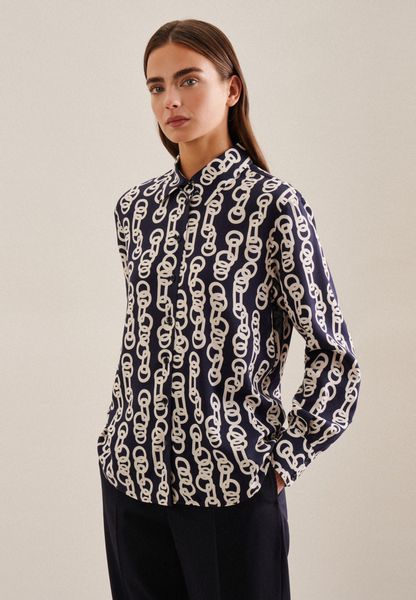 seidensticker Hemdbluse "Schwarze Rose" Langarm Kragen Kettenprint günstig online kaufen