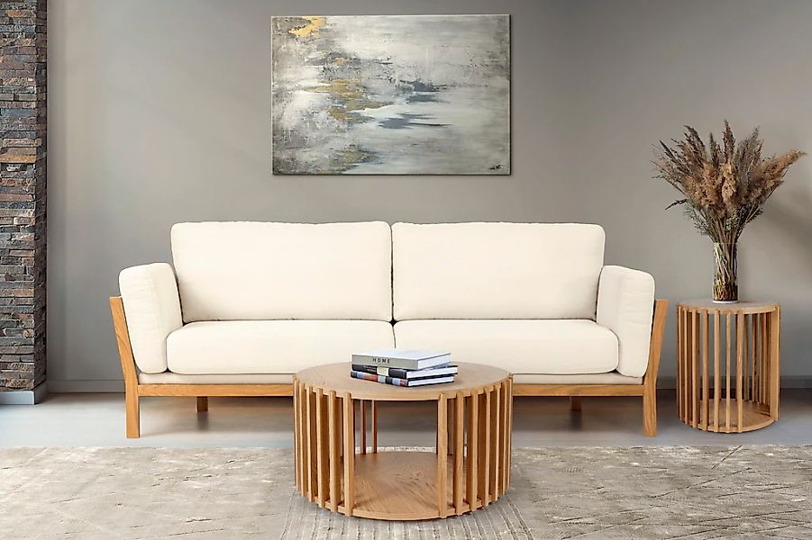 Woodman Couchtisch "Drum, Breite/Tiefe/Höhe: 83/83/42 cm" Holzfurnier aus E günstig online kaufen