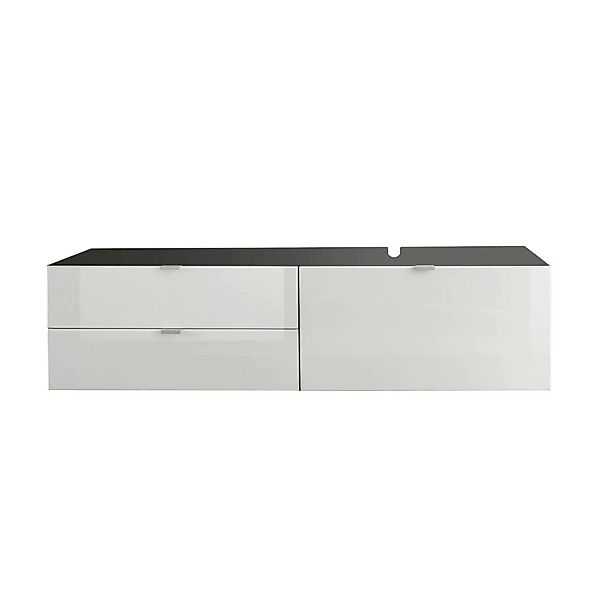 Lomadox Waschbeckenunterschrank BITOLA-19 in Grau mit Front in Weiß Hochgla günstig online kaufen