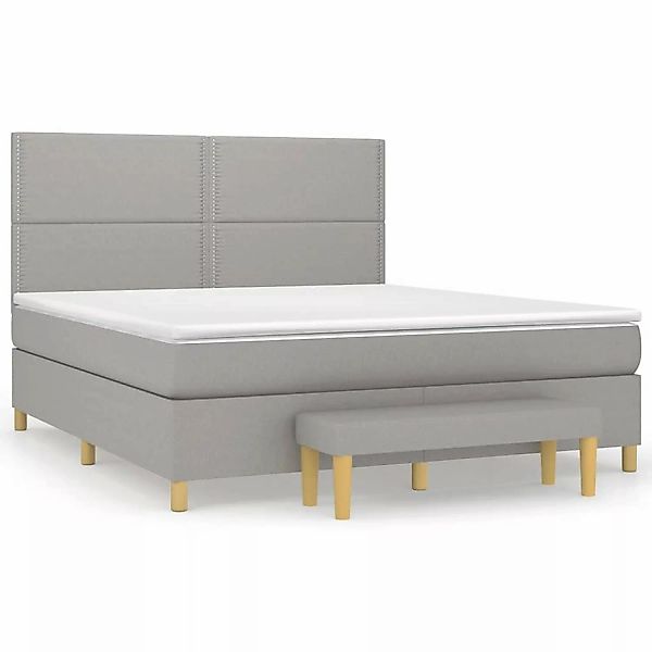 Vidaxl Boxspringbett Mit Matratze Hellgrau 160x200 Cm Stoff günstig online kaufen