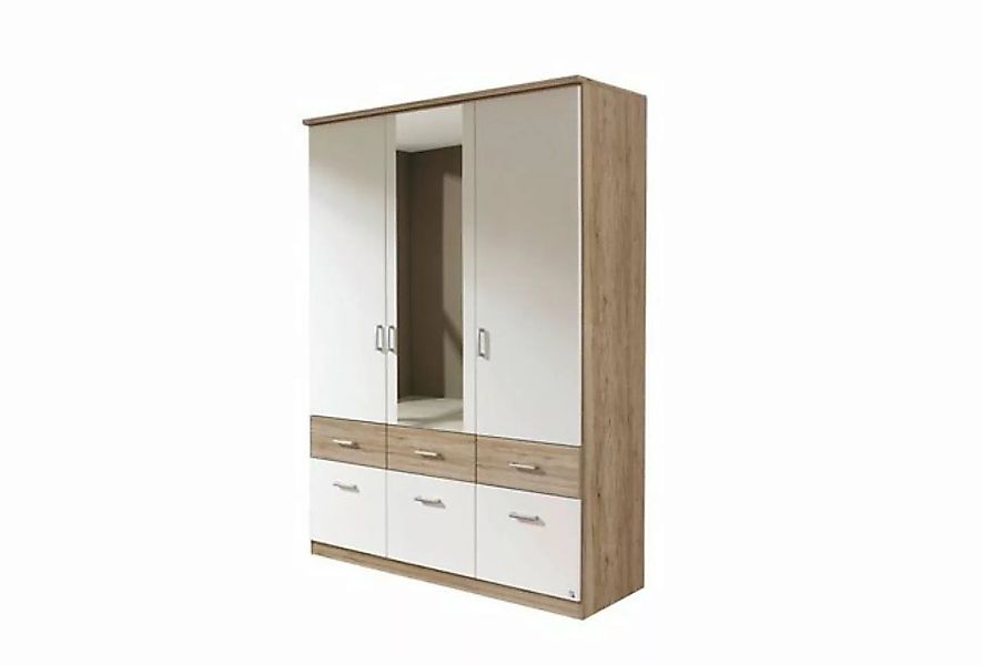 Kindermöbel 24 Spiegelschrank Joris weiß-braun Eiche Sanremo hell 3 Türen günstig online kaufen