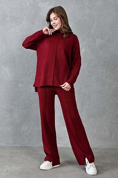 WOMAN VISION Blusentop Damen Hoher Hals Strickstoff Langarm Burgunder Pullo günstig online kaufen