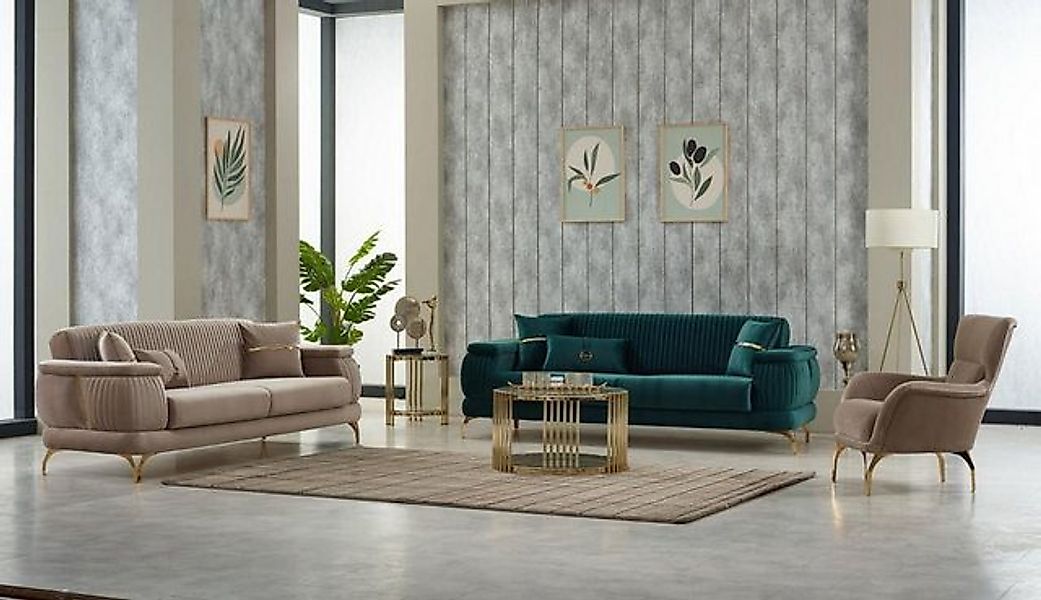 Xlmoebel Sofa Dreisitzer Stoffsofa mit Sessel in mehreren Farben - 3-teilig günstig online kaufen