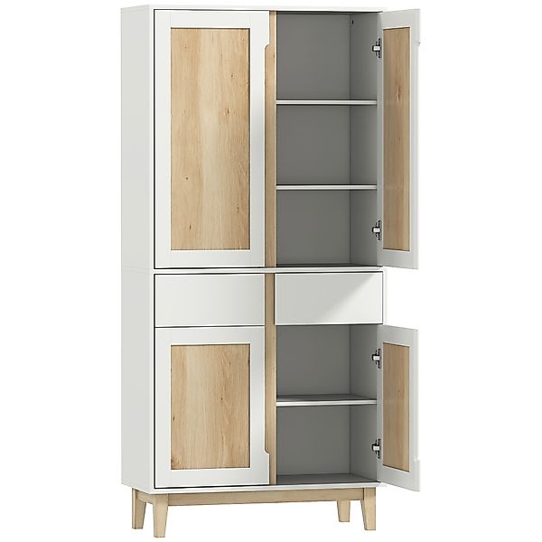 HOMCOM Küchen-Hochschrank, Küchenschrank, Vitrine, 4 Türen, 2 Schubladen, v günstig online kaufen