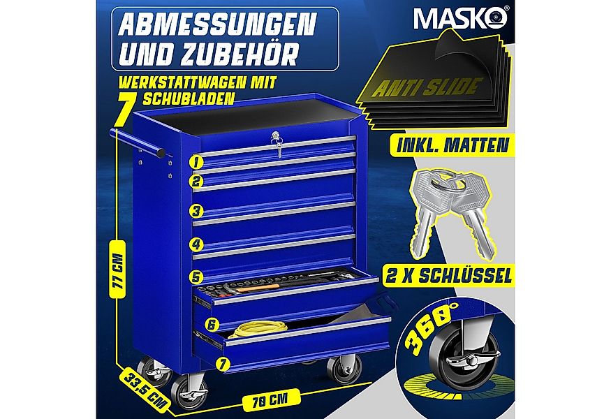 MASKO Werkstattwagen Profi Werkzeugwagen mit 7 Schubladen, abschließbar, ma günstig online kaufen