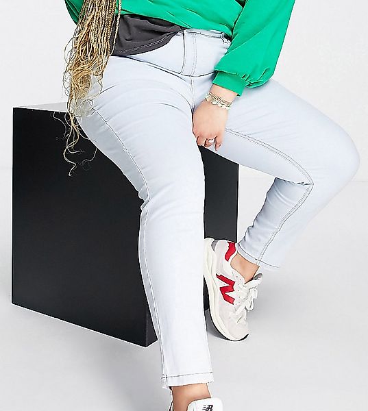 Don't Think Twice Plus – Ellie – Eng geschnittene Jeans mit hohem Bund in H günstig online kaufen