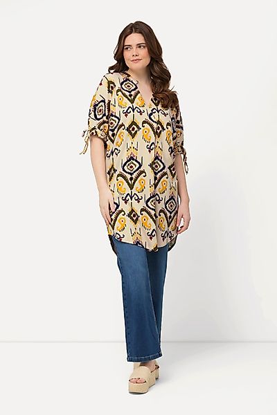 Ulla Popken Longshirt Jersey-Tunika V-Ausschnitt Halbarm günstig online kaufen
