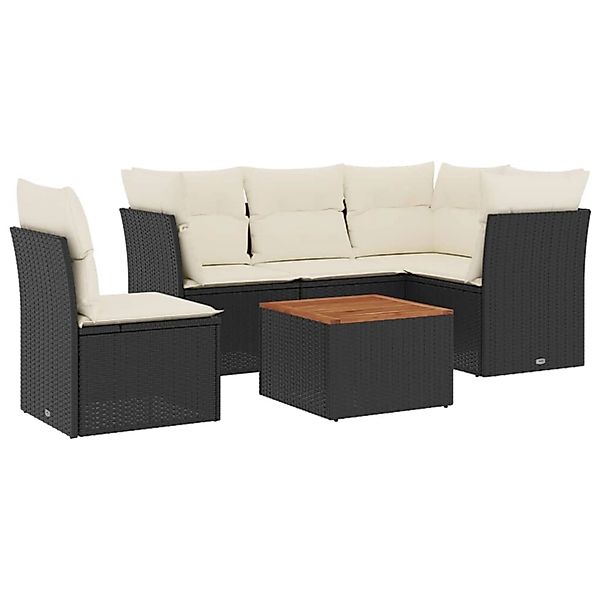 vidaXL 6-Tlg Garten-Sofagarnitur mit Kissen Schwarz Poly Rattan 3255972 günstig online kaufen