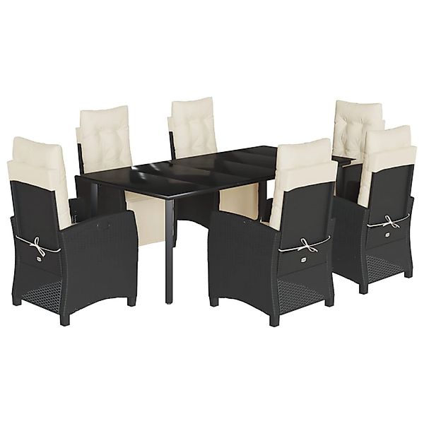 vidaXL 7-Tlg Garten-Essgruppe mit Kissen Schwarz Poly Rattan 3212958 günstig online kaufen