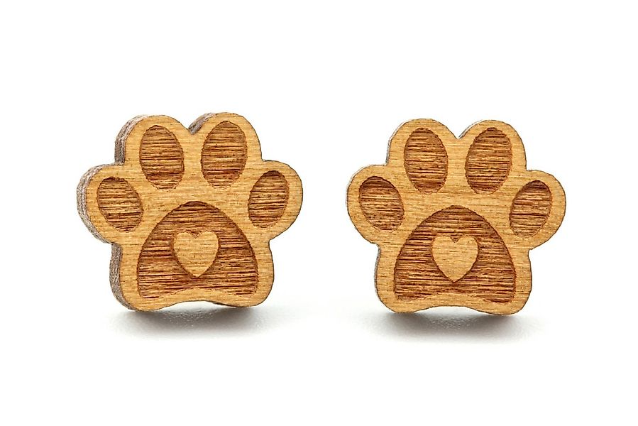 NaturSchatulle Paar Ohrstecker Pfote (Tierpfote, Pfotenabdruck Gravur, Holz günstig online kaufen