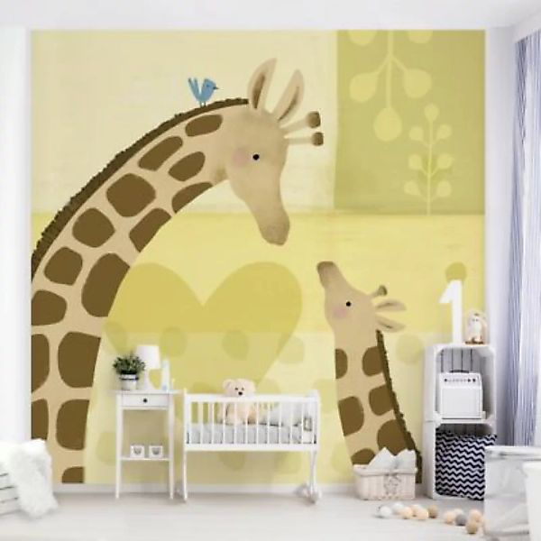 Bilderwelten Kindertapete Mama und ich - Giraffen gelb Gr. 336 x 336 günstig online kaufen