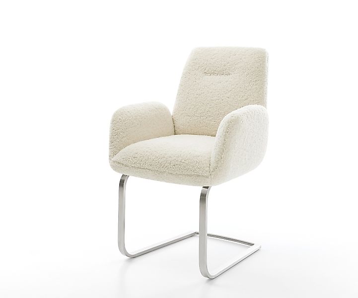 Freischwinger Zoa-Flex Teddystoff Beige Freischwinger flach Edelstahl Tasch günstig online kaufen