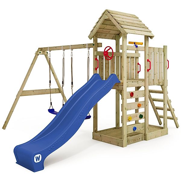 Wickey Spielturm MultiFlyer mit Holzdach, Doppelschaukel günstig online kaufen