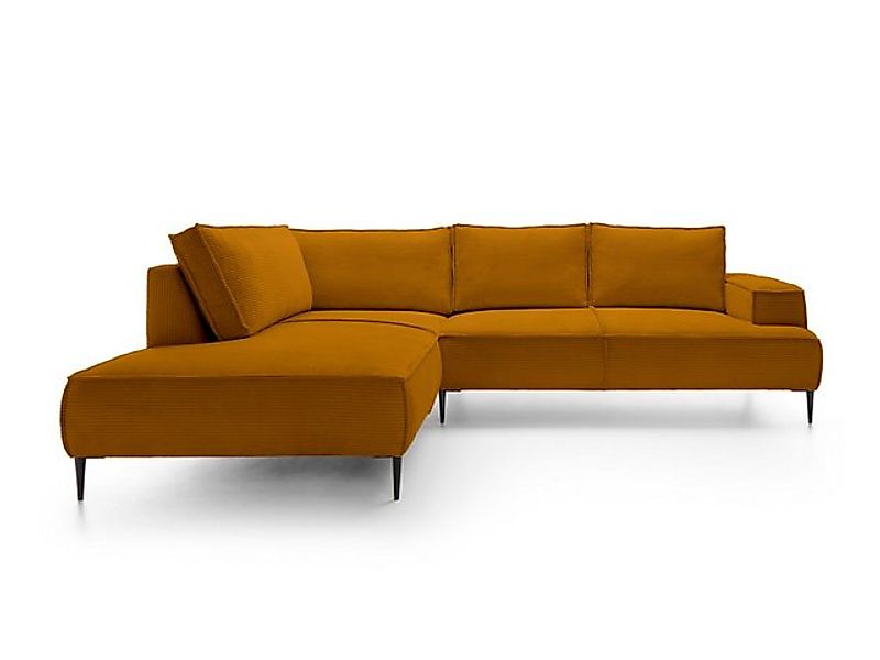 Goldstoff Ecksofa Cord VESPA L Beige – großes Wohnlandschaft Sofa L-Form, G günstig online kaufen