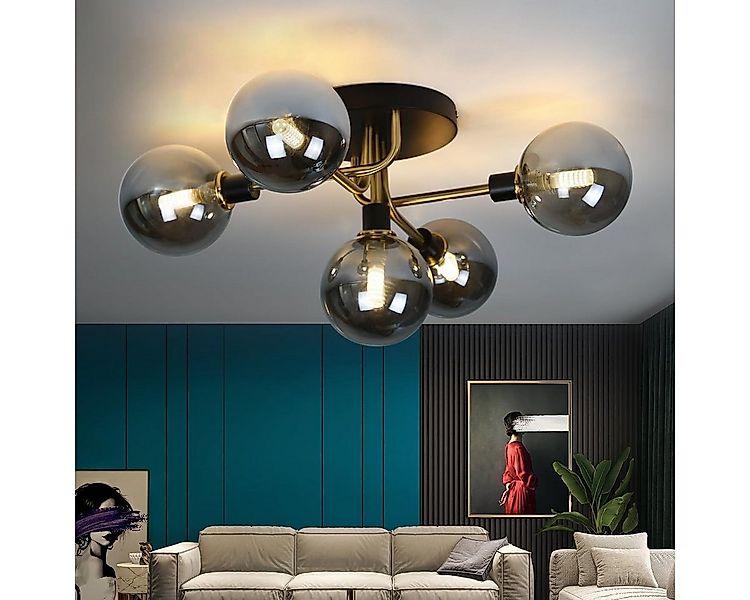 ZMH Deckenleuchte Glas Kugel deckenlampe Wohnzimmerlampe, LED wechselbar, W günstig online kaufen