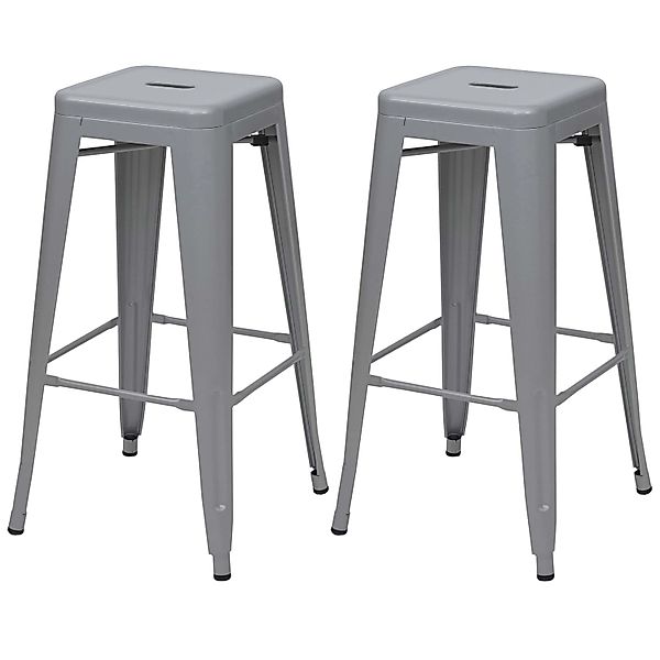 PROREGAL 2er-Set Barhocker Sitzhöhe 77cm Metall Industriedesign Stapelbar G günstig online kaufen