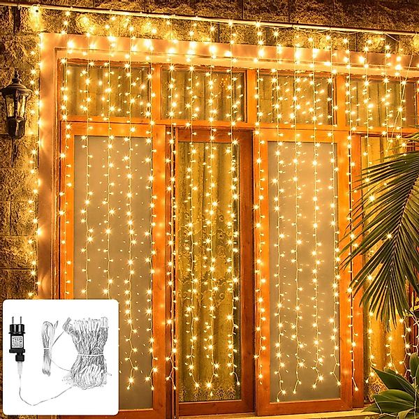 LMaxhome LED-Lichtervorhang 3Mx3M Fenster Weihnachtsfeier Innen günstig online kaufen